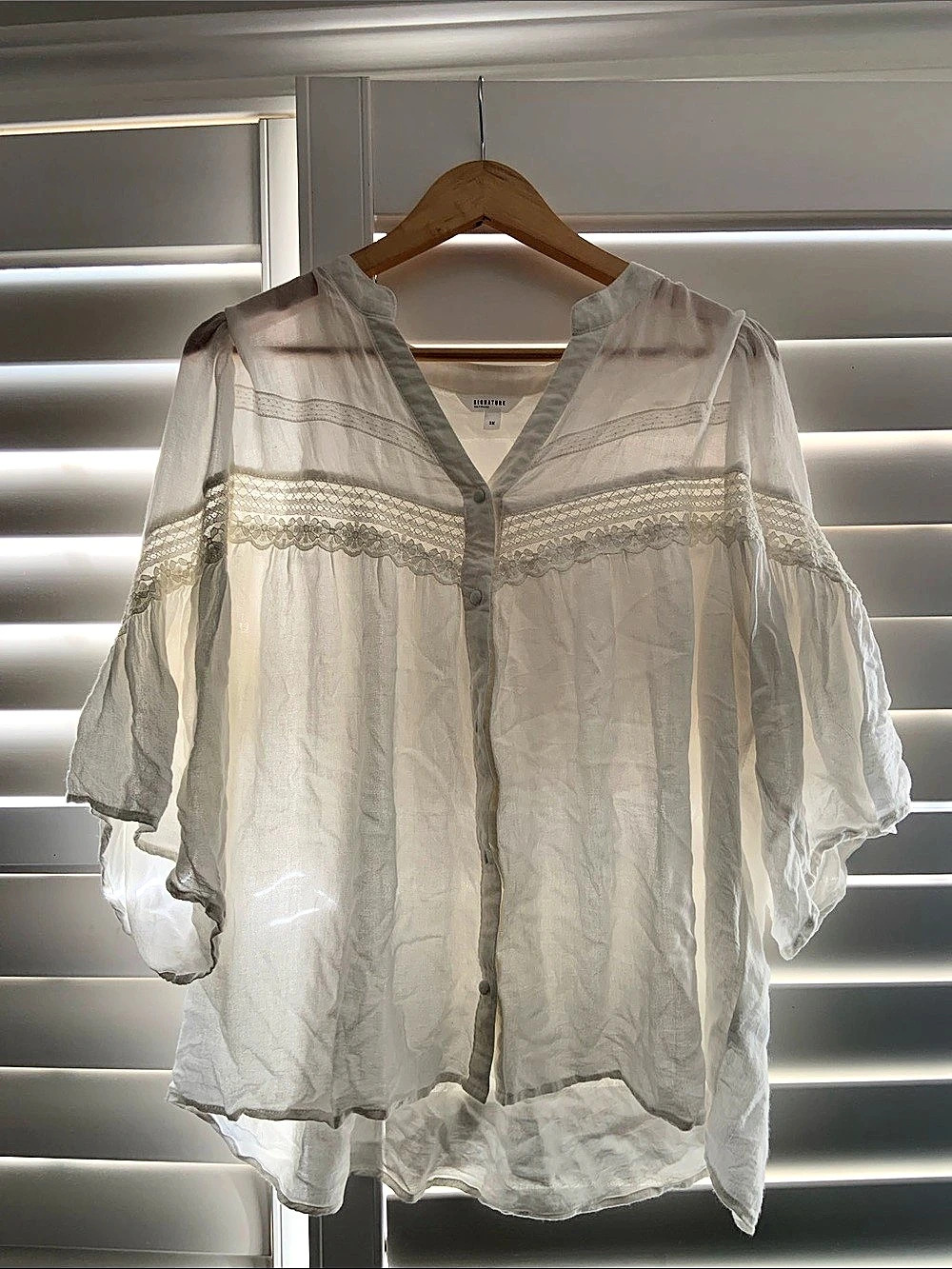 Signature by Reitmans White Lace Trim Tunic Size 2X Like New
